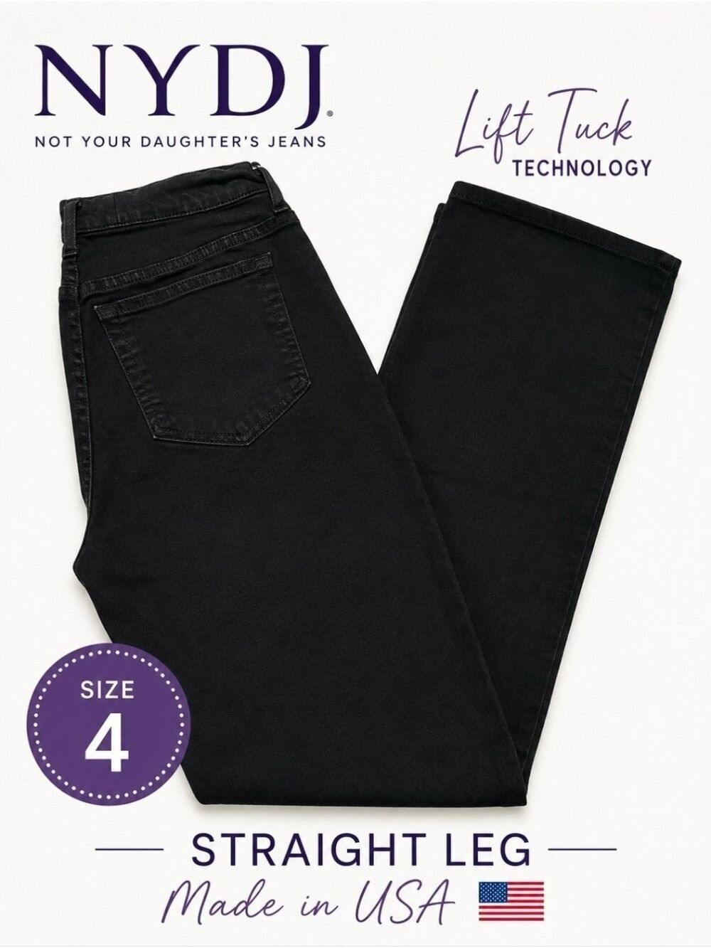 Not Your Daughter's black jeans, size 4 lift Tuck technology straight leg - Picture 1 of 8